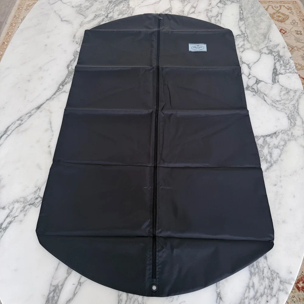 Prada Milano Black Nylon Garment Bag Travel Suit Cover Zipped Logo NEW